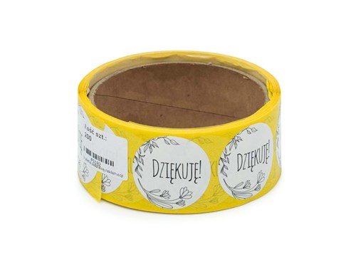 Naklejki okrągłe Białe Fi35mm Dziękuję 2 - 200szt