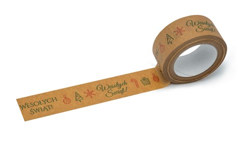 Taśma Świąteczna Papierowa Wesołych Świąt - Zielony 48mm/50m