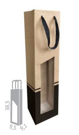 Torba ozdobna na butelkę, Z OKNEM 95x91x385mm