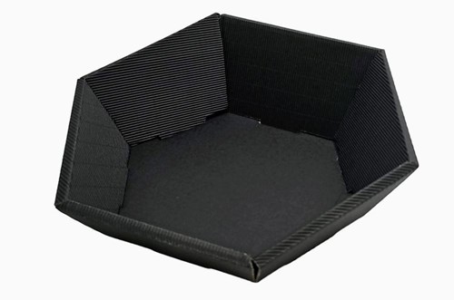 Taca 6-kątna kosz prezentowy karbowana czarny Duży 245x290mm