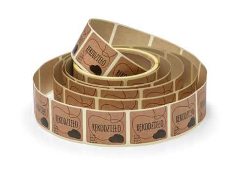 Naklejki papierowe Kraft, 35x40mm, Rękodzieło, rolka 200szt.