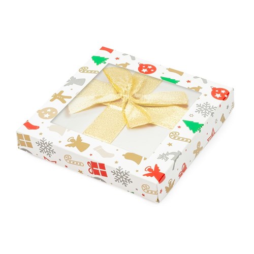 Pudełko ozdobne z oknem prezenty 210x210x20mm