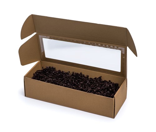 Pudełko ozdobne EKO karbowane z oknem 400x150x100mm F427