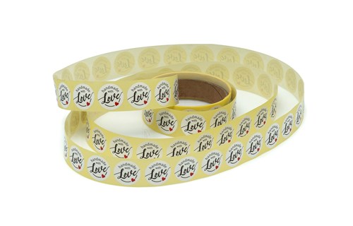 Naklejki Handmade with Love (wzór 5) okrągłe Białe
