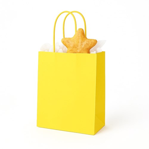 Torebka papierowa żółta 180x80x225 mm z kraftowym uchwytem – efektowna i przyjazna środowisku