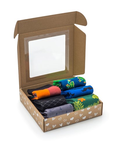 Pudełko ozdobne EKO białe serduszka 200x200x50mm z oknem