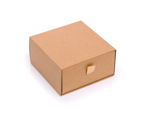 Pudełko szufladowe kraft 150x150x75mm na biżuterię, składane opakowanie ozdobne