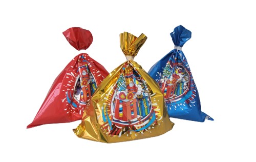 Woreczki świąteczne Złote 50x56cm Mikołaj 1szt.