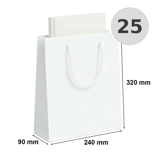 Torby laminowane białe 240x90x320 mm torby prezentowe 25 szt