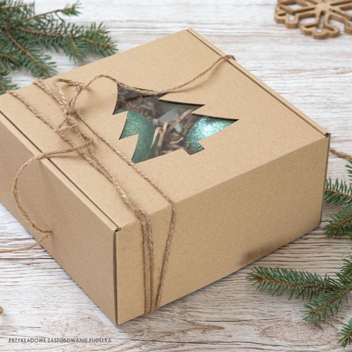 Pudełko świąteczne 200x200x100mm EKO CHOINKA F427