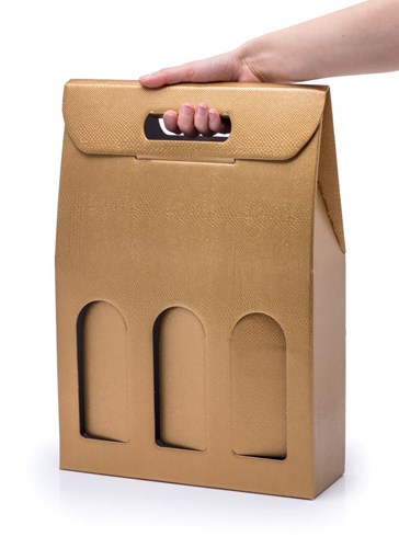 Pudełko K-873 na wino potrójne (na 3 butelki) Złote