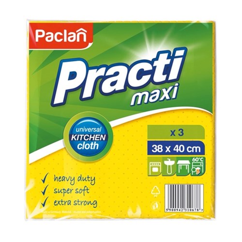Practi Maxi – żółte ściereczki z wiskozy, 3 sztuki, perforowane