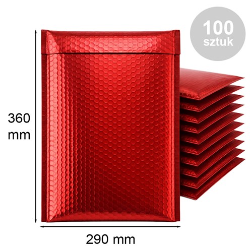 Koperty bąbelkowe metaliczne H18 czerwone 100szt