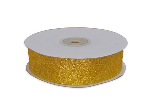 Wstążka brokatowa 25mm/32m złota WB7014