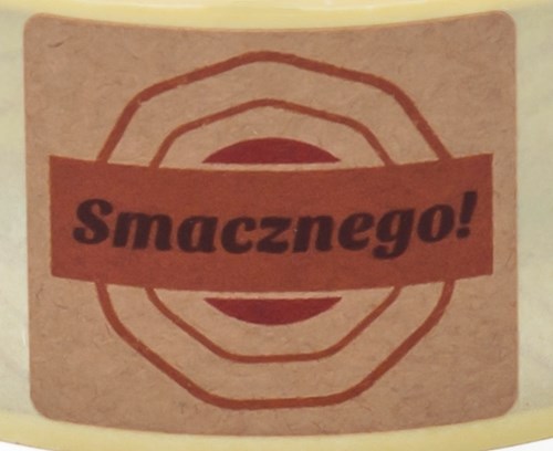 Naklejki papierowe Kraft 35x40mm Smacznego, 200szt. na rolce