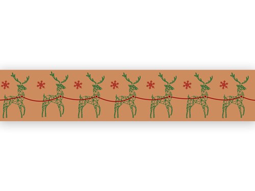 Taśma Świąteczna Papierowa Zielony Jelonek 48mm/50m