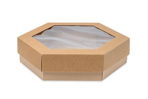 Pudełko karbowane z oknem 240x240x90mm wieczkowe