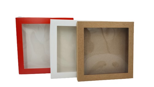 Pudełko ozdobne kraft 210x210x20mm z oknem