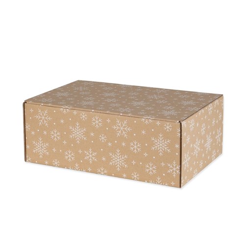 Pudełko świąteczne 375x245x140mm (wym. zewn.) Śnieżynki F421