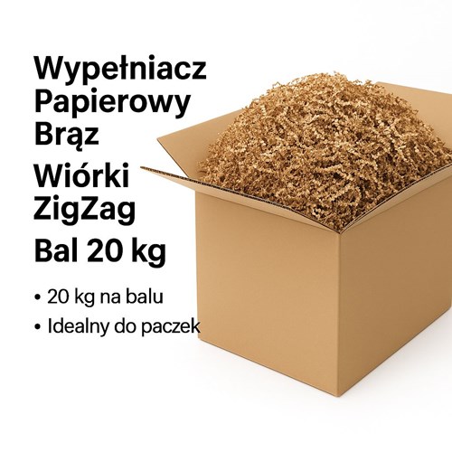 Wiórki papierowe ZigZag brąz – wypełniacz do paczek 20 kg