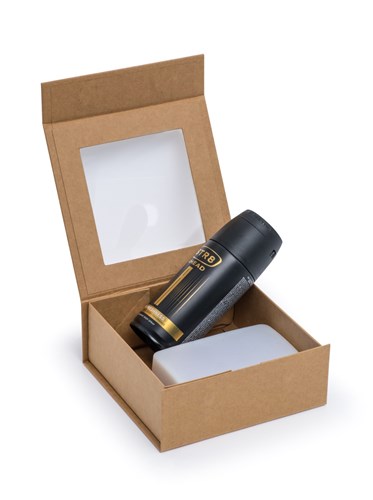 Pudełko Magnetyczne Kraft z Okienkiem 150x150x60mm (zew.) Ozdobne