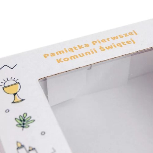 Karton wykrojnikowy KOMUNIA 150x140x55mm Karbowana