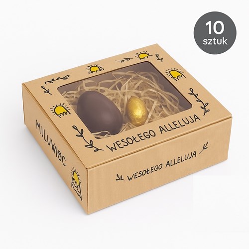 opakowanie wielkanocne, pudełko z okienkiem, alleluja, 10 sztuk, pudełko kraft, pudełko świąteczne
