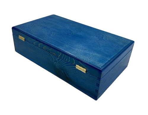 Drewniane pudełko na wino K-982 EX Niebieskie