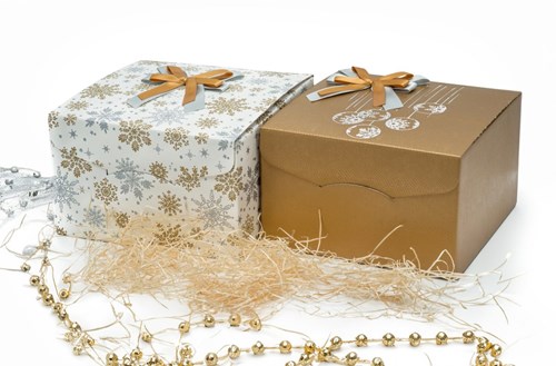 Pudełko świąteczne składane XL 250x250x150mm K-8082 ZT złote