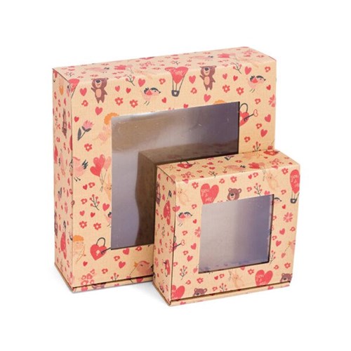 Karton ozdobny 250x240x80 mm – Walentynkowe pudełko z okienkiem