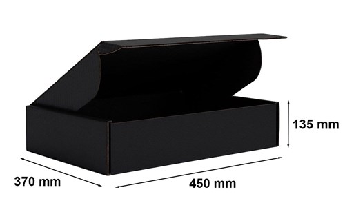 Czarny karton wykrojnikowy 450x370x135 mm – opakowanie e-commerce