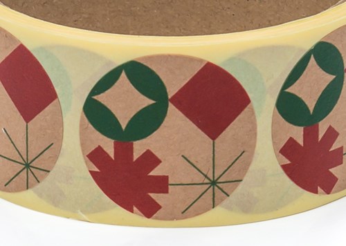 Naklejki okrągłe Kraft Fi35mm, Wzorki świąteczne, 200szt.