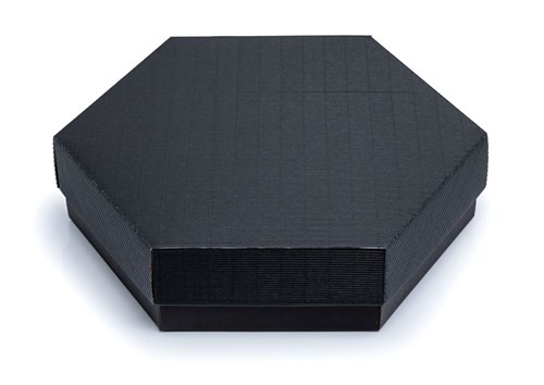 Pudełko karbowane czarne 6-kątne 380x380x90mm