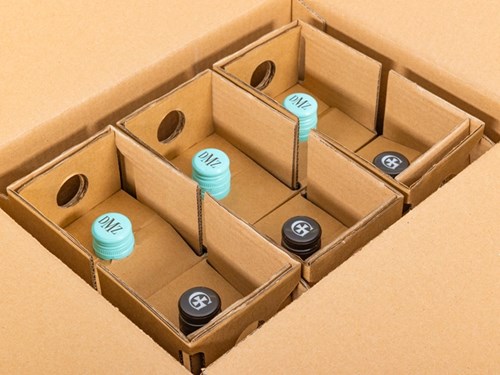 Karton klapowy 340x256x370 mm – karton transportowy na 6 butelek