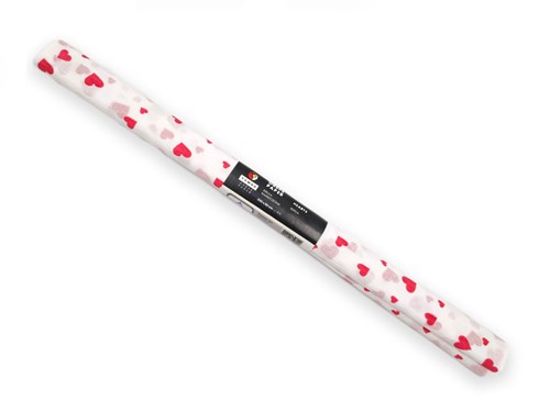 Bibuła Marszczona 50x200cm Biała w czerwone Serca