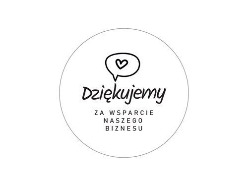 Naklejki okrągłe Białe "Dziękujemy za wsparcie..."