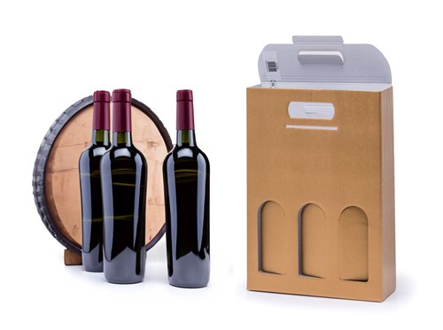 Pudełko K-873 na wino potrójne (na 3 butelki) Złote