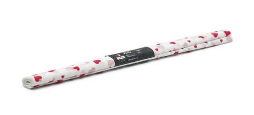 Bibuła Marszczona 50x200cm Biała w czerwone Serca