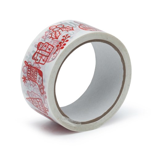 Taśma Świąteczna "WESOŁYCH ŚWIĄT" Złoto-Czerwona 45mm/50m