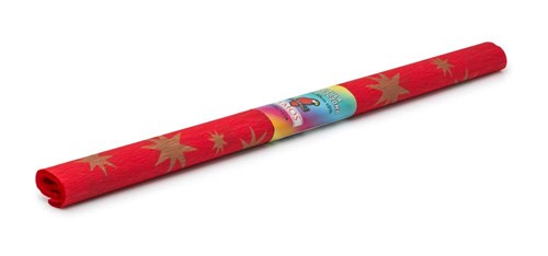 Bibuła Marszczona 50x200cm Złote Gwiazdy Czerwona