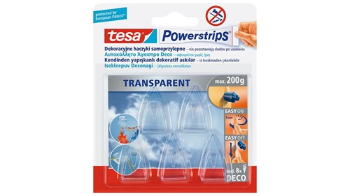 Haczyki samoprzylepne bezbarwne do dekoracji TESA