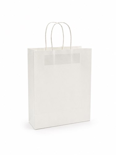 Gładka biała torba papierowa 250 × 120 × 330 mm zestaw 100 sztuk