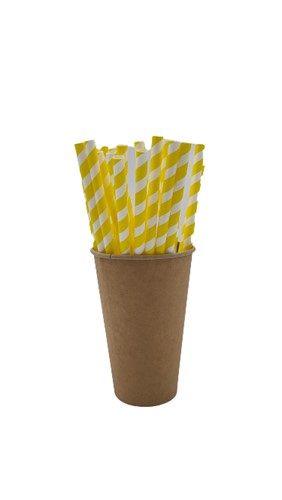 Słomki papierowe żółte paski 8x210mm 250szt