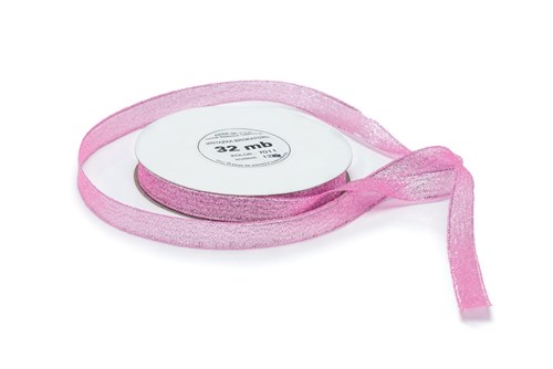 Wstążka brokatowa 12mm/32m różowa WB7011