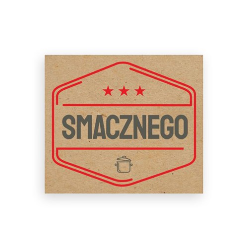 Naklejki Kraft 35x40mm z napisem "Smacznego" wz. #5, 200szt.