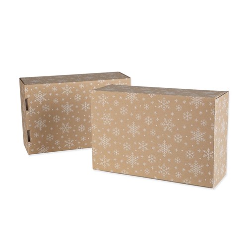 Pudełko świąteczne 375x245x140mm (wym. zewn.) Śnieżynki F421