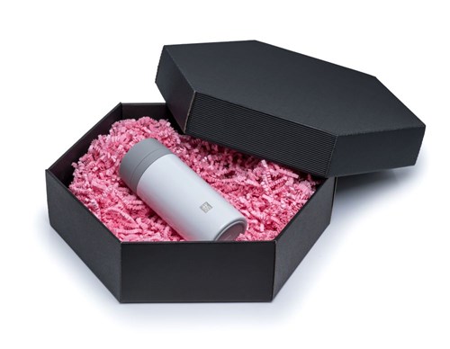 Pudełko karbowane czarne 6-kątne 380x380x90mm