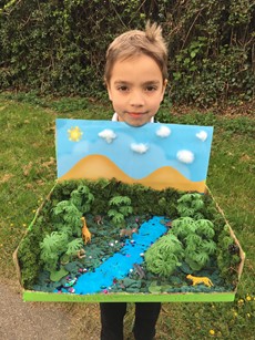 Diorama w pudełku na pizzę