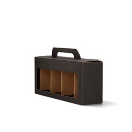 Pudełka karbowane czarne na 4 słoiczki 305x72x123mm 10szt