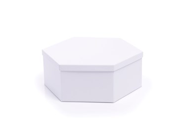 Białe ozdobne pudełko magnetyczne sześciokątne 355x310x125mm na prezent